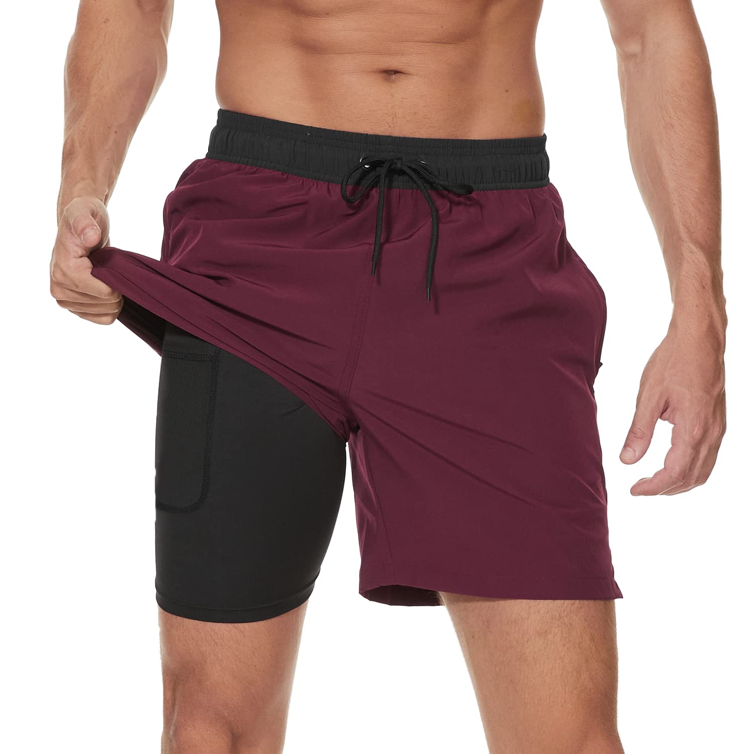 Arcweg Swimming Trunks for Men, with Compression Liner, 2-in-1 Breathable Swimmi