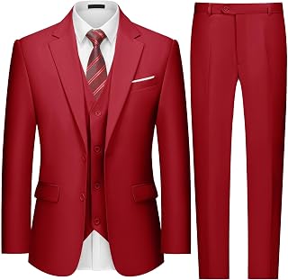 MAGE MALE Mens 2 Button 3-Piece Suits Slim Fit Tuxedo Set Wedding Business