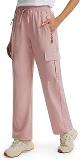Libin Women's Hiking Trousers, 27 Inch Lightweight Quick Dry Casual Work Travel Safari Outdoor Trousers with Pockets