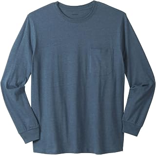 KingSize Shrink-Less Lightweight Long-Sleeve Crewneck Pocket T-Shirt