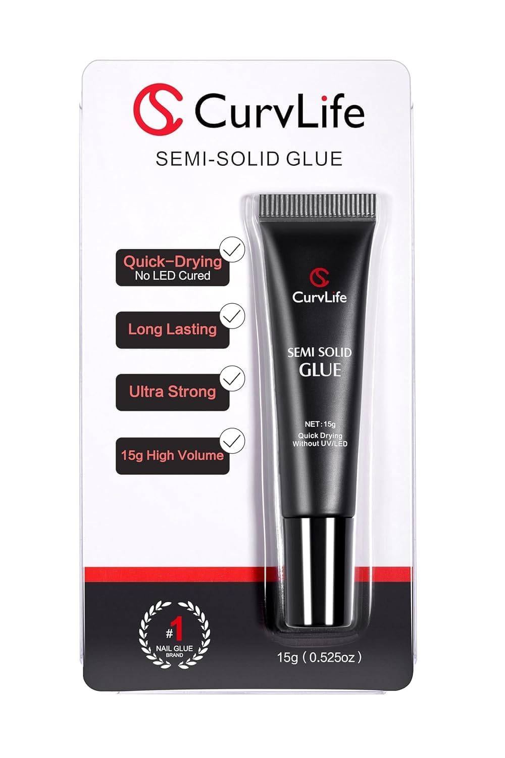CurvLife Semi Solid Nail Glue, 15g Strong Nail Glue for Press On Nails | No UV L