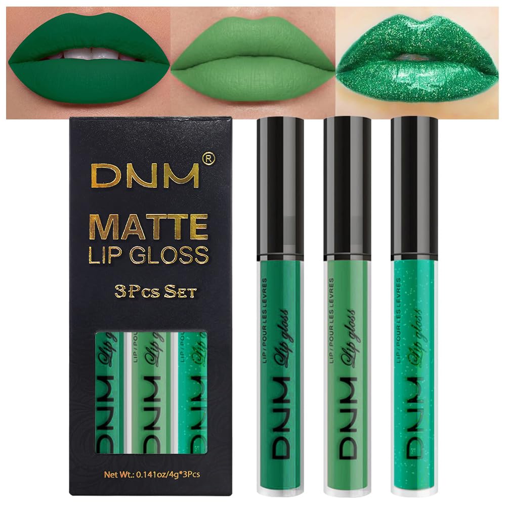 evpct 3Pcs Dark Pale Teal Forest Emerald Green Matte Glitter Shimmer Shiny Liqui