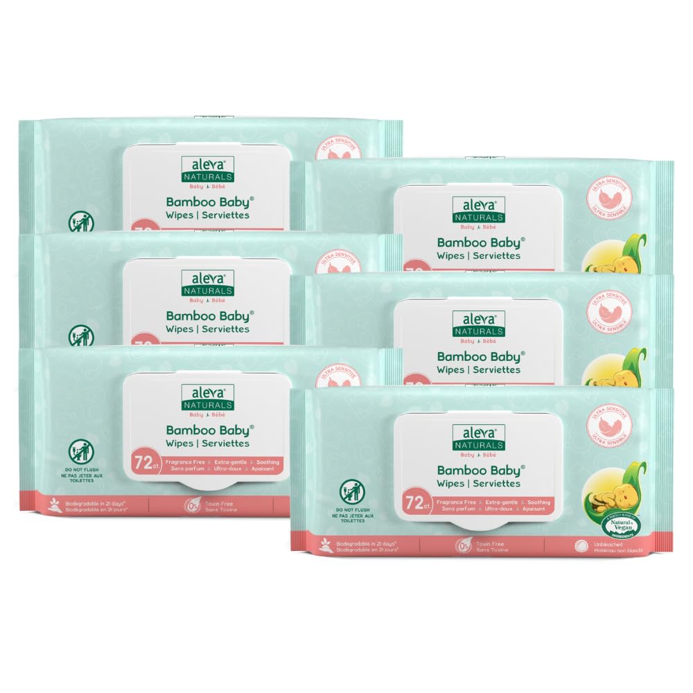 Aleva Naturals Bamboo Baby Sensitive Wipes- Natural and Organic Formula, Hypoall
