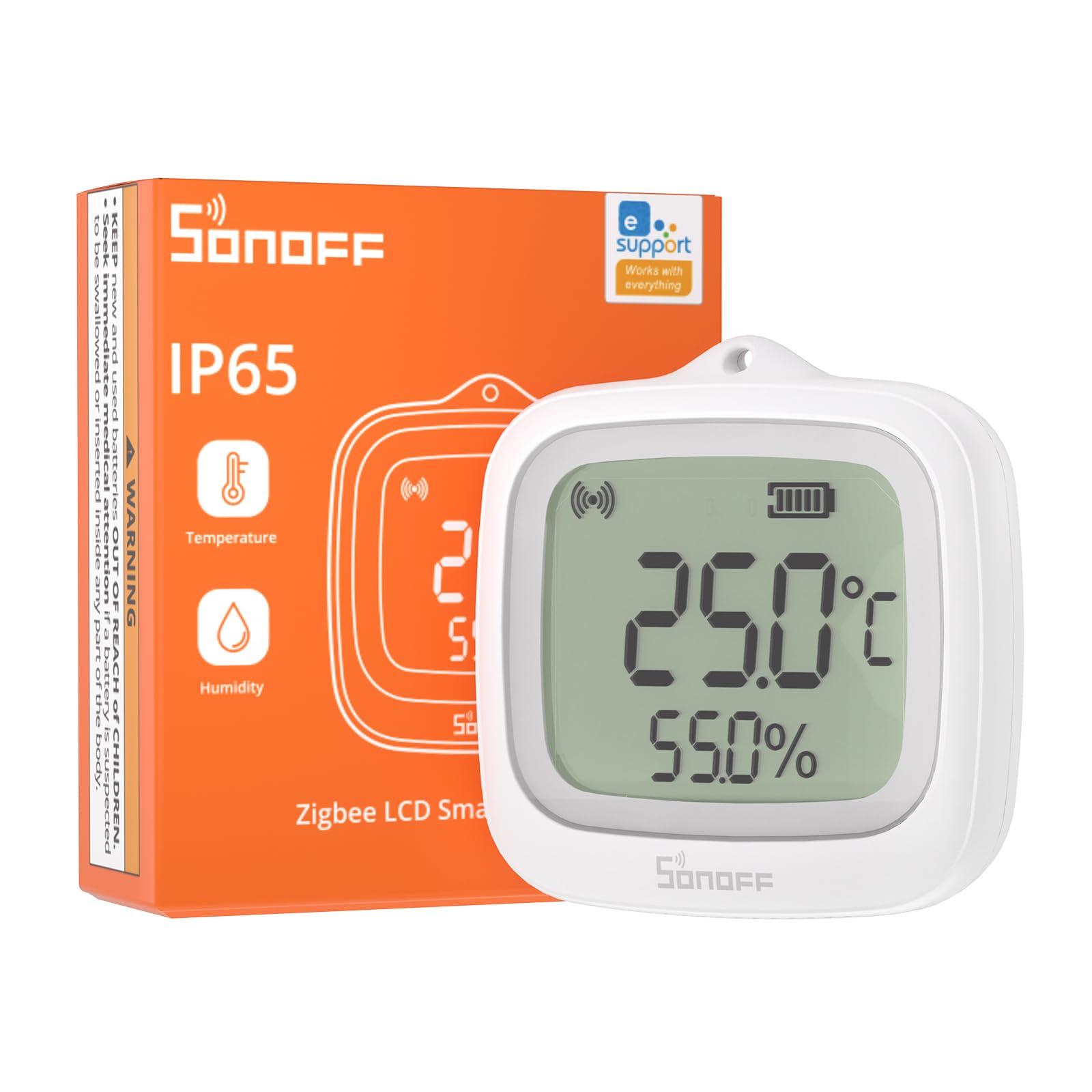 SONOFF SNZB-02WD IP65 Zigbee LCD Smart Temperature Humidity Sensor, Waterproof f
