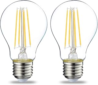 Amazon Basics LED E27 Edison Screw Bulb, 7W (Equivalent to 60W), Clear Filament, Warm White, Non Dimmable, (Pack of 2)