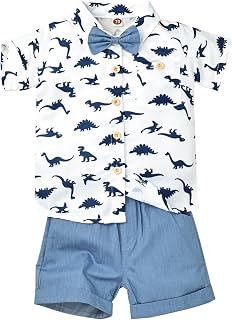 Baby Boys Short Sleeve Summer Clothing Set with Shirt and Shorts Dinosaurs 12M-4Y