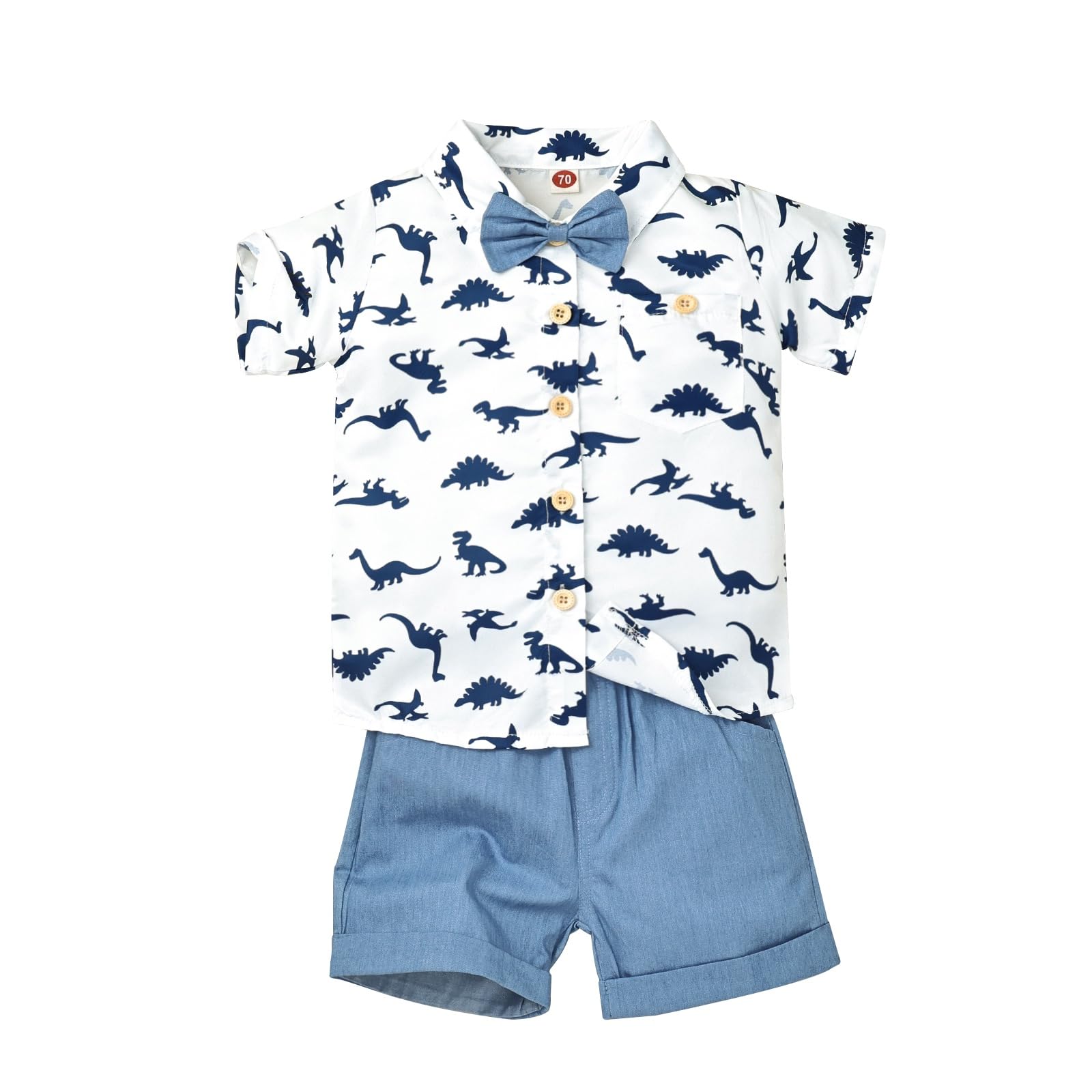 Baby Boys Short Sleeve Summer Clothing Set with Shirt and Shorts Dinosaurs 12M-4