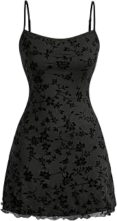 Milumia Women‘s Summer Mini Dress 90s Boho A Line Mesh Short Dresses