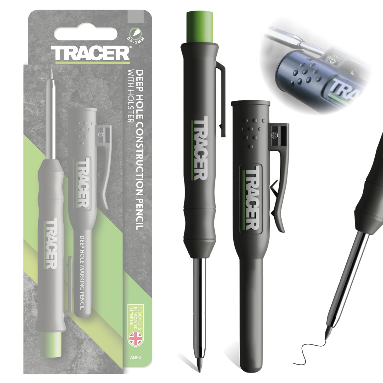 Tracer Deep Hole Carpenter Pencil | Work Pencil, Holster & Sharpener | Builders 