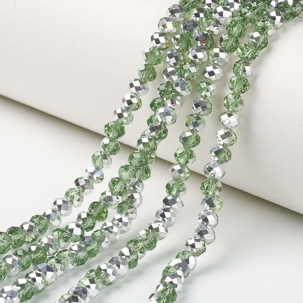 92pcs Faceted Rondelle Glass Beads for Jewelry Making 6x5mm Dark Sea Green Elect