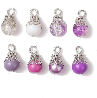 100 Pieces Mixed Styles Crystal Dangle Charms, Teardrop Crystal Pendants Pendants with Bead Caps for DIY Earrings Necklace Keychain Jewelry Making 16x8.5mm