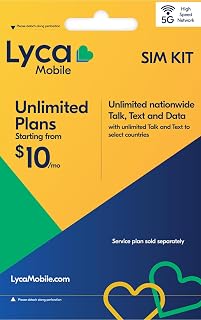 Lyca Mobile USA 5G/4G Prepaid SIM Card Kit | Unlimited Nationwide Talk, Text & Data | Choose from Unlimited Plans Starting at $10/mo.