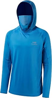 Bassdash - Men's Long Sleeve Top with UPF 50+ Protection and Built-in Face Mask, Neck Warmer and Hood, Ideal for Fishing