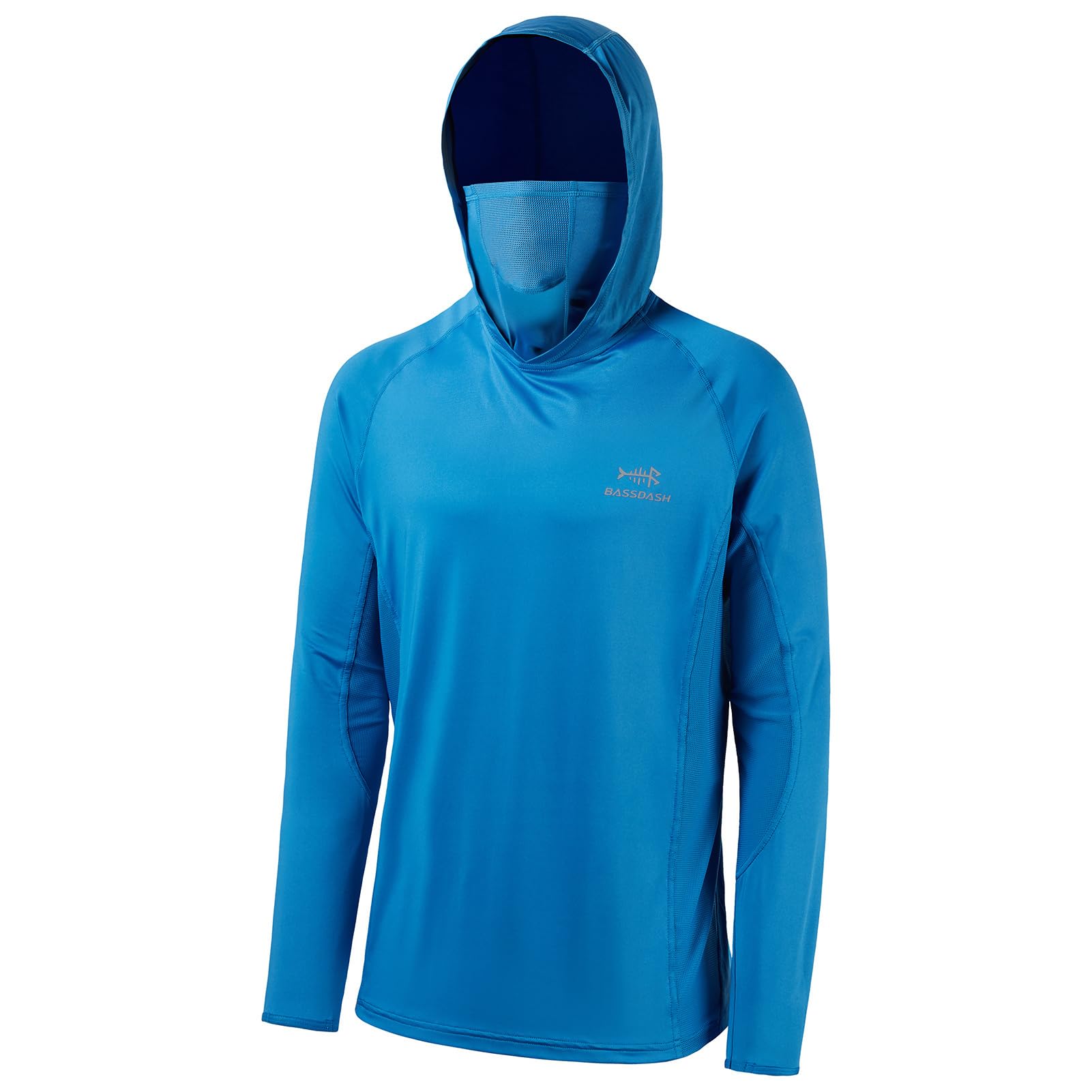 Bassdash - Men's Long Sleeve Top with UPF 50+ Protection and Built-in Face Mask,
