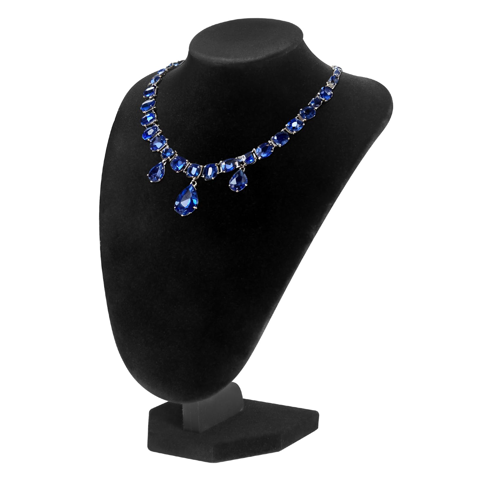 TENINYU Professional 3D Necklace Display Stand, Black Velvet Jewelry Bust Holder