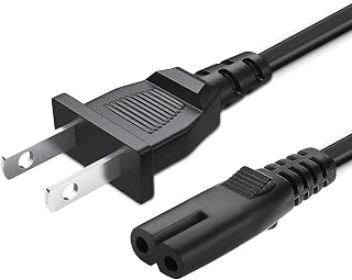 5Ft 2 Prong AC Power Cord for PS5 PS4 PS3 PlayStation 4 Slim,Xbox One S/X,Samsung TCL TV, ONN TV, JBL PartyBox 310 710 1000 100 200 300 On-The-Go Speaker,HP Printer,ONN Speaker Charger Charging Cable