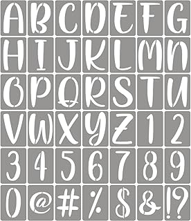 XANGEY 5 Inch Letter Stencils for Painting - 42 Pack Alphabet Letter Number Templates with Signs, Reusable Plastic Alphabet Stencils for Chalkboard Fabric Rock Wood Crafts Painting