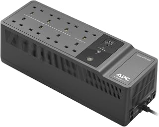 APC by Schneider Electric BACK-UPS ES - BE850G2-UK - Uninterruptible Power Supply 850VA (8 Outlets, Surge Protected, 2 USB Charging Ports), Black, Pack of 1