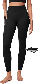 IUGA Compression Leggings with Pockets for Women Tummy Control Yoga Pants | High Waist, Deep Side Pockets, No Front Seam, Squat-Proof, Buttery Soft, Workout, Running, Gym, Athletic, Casual