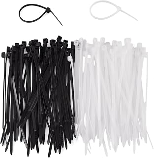 100pcs White & Black Color Nylon Cable Ties Multipurpose Self Locking Zip Tie Wrap Closure Loop Cable Ties Home Office Garden Workshop Cord Management 100x3mm