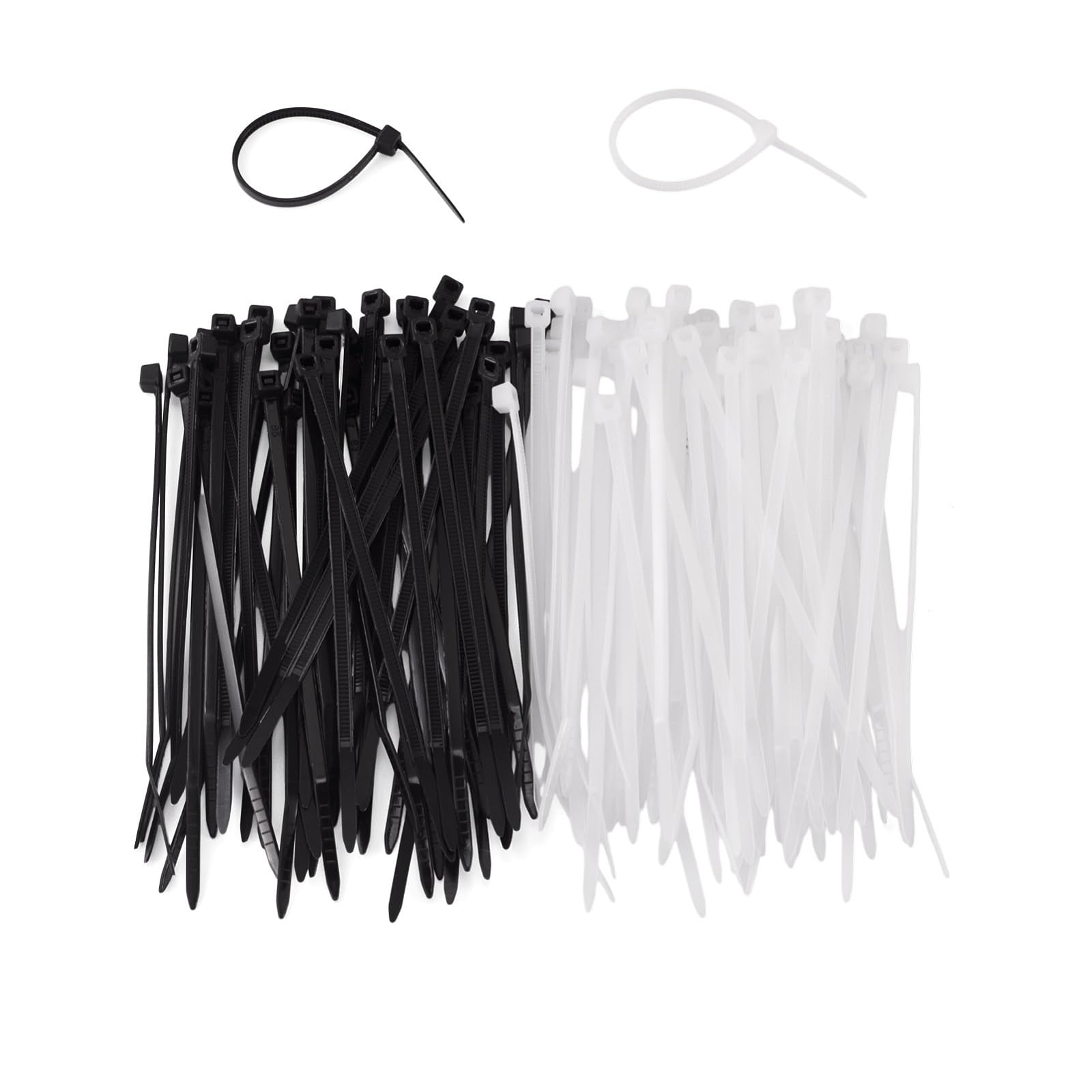 100pcs White & Black Color Nylon Cable Ties Multipurpose Self Locking Zip Tie Wr