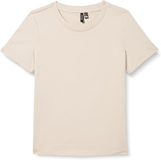 VERO MODA Basic Crewneck T-Shirt with Pleat to the Sleeves.