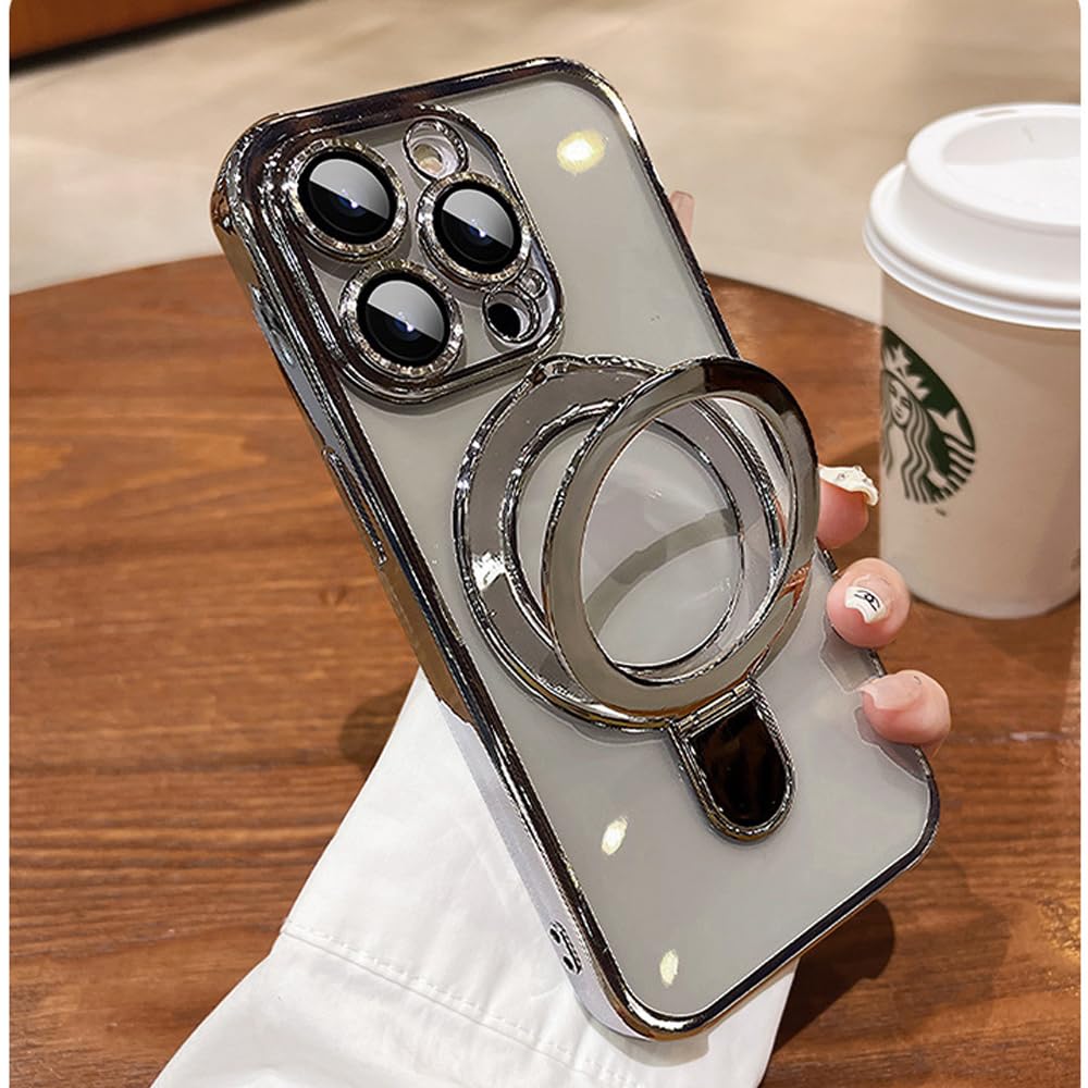 Magnetic Case for iPhone 16 Pro Case Stand & Ring Holder Compatible with MagSafe