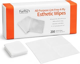 ForPro All-Purpose Lint-Free 4-Ply Esthetic Wipes, 200ct, 4"x4" | Non-Woven, Latex-Free Wipes for Salon and Spa Use | Made with Soft, Strong and Durable Medical-Grade Fibers