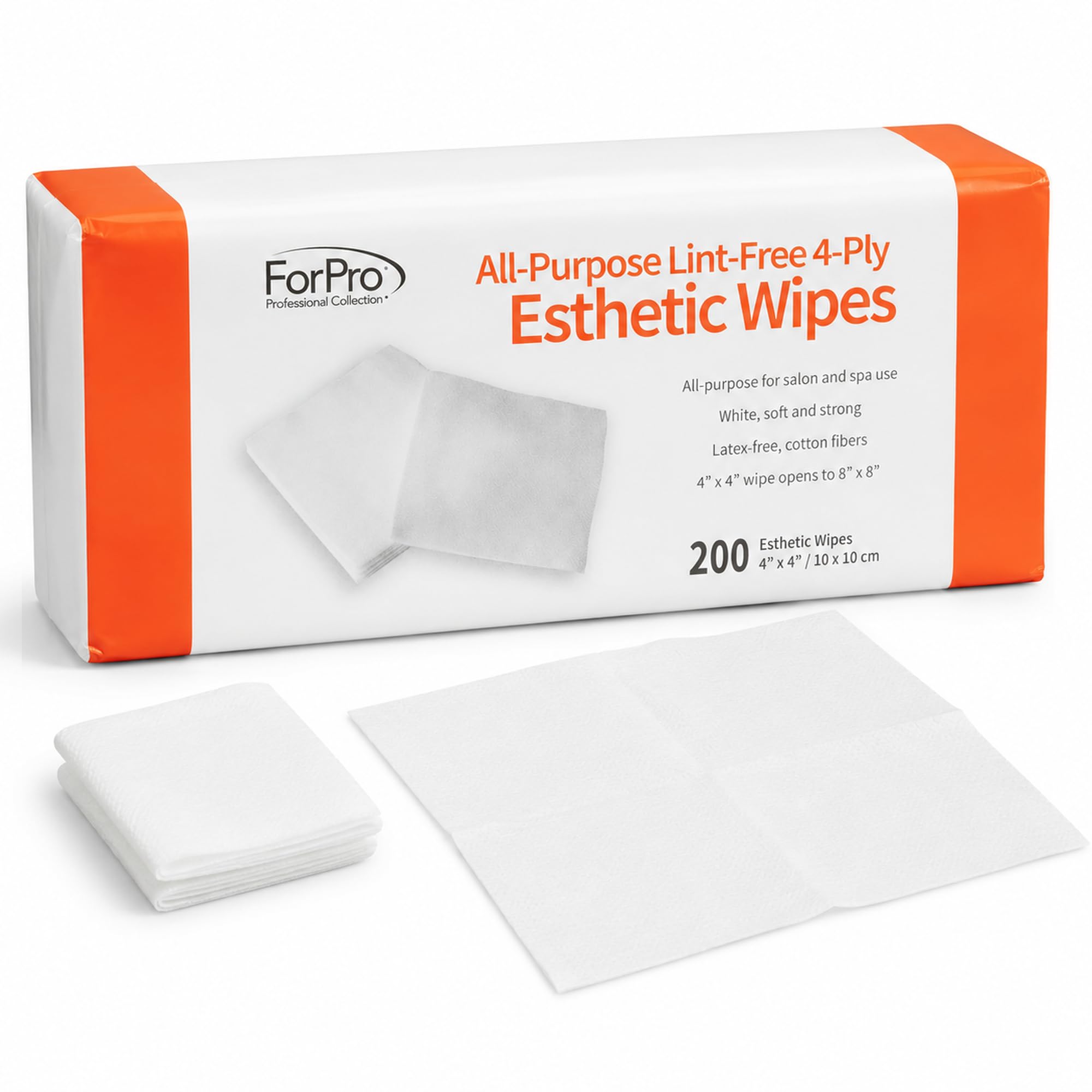 ForPro All-Purpose Lint-Free 4-Ply Esthetic Wipes, 200ct, 4"x4" | Non-