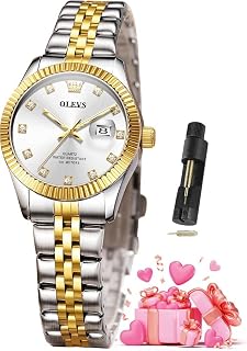 OLEVS Orologio da polso analogico al quarzo, da donna, con diamante