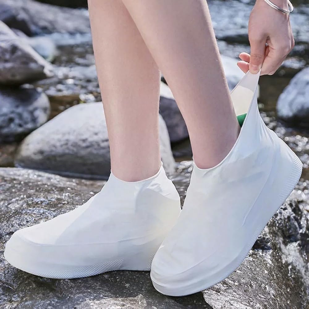 2 Pairs Latex Rain Boots Outdoor Portable Waterproof Anti-Slip Wear-Resistant