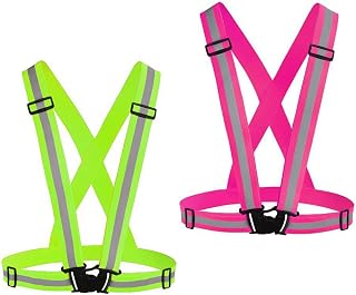 Chiwo Reflective Vest Running Gear 2Pack, High Visibility Adjustable Safety Ves for Night Cycling,Hiking, Jogging,Dog Walking