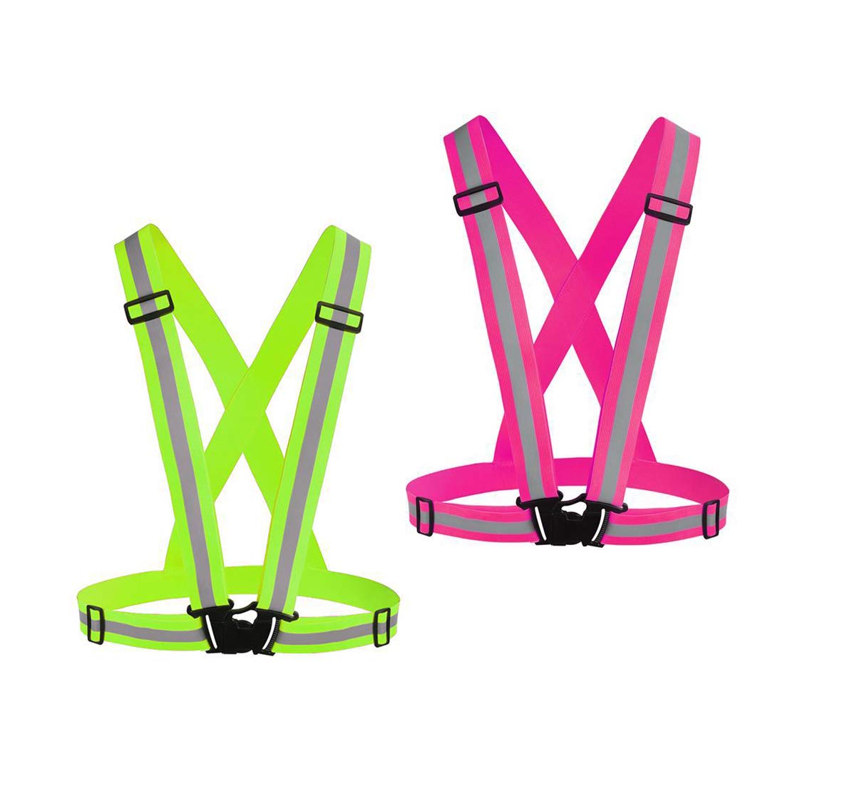 Chiwo Reflective Vest Running Gear 2Pack, High Visibility Adjustable Safety Ves 