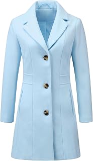 Allegra K Women's Single Breasted Notched Lapel Long Winter Coats, light grey