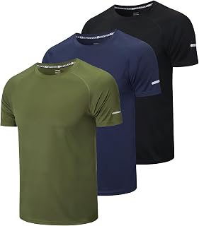 frueo Men's 1/3 Pack Workout Shirts Quick Dry Mesh Athletic T-Shirts