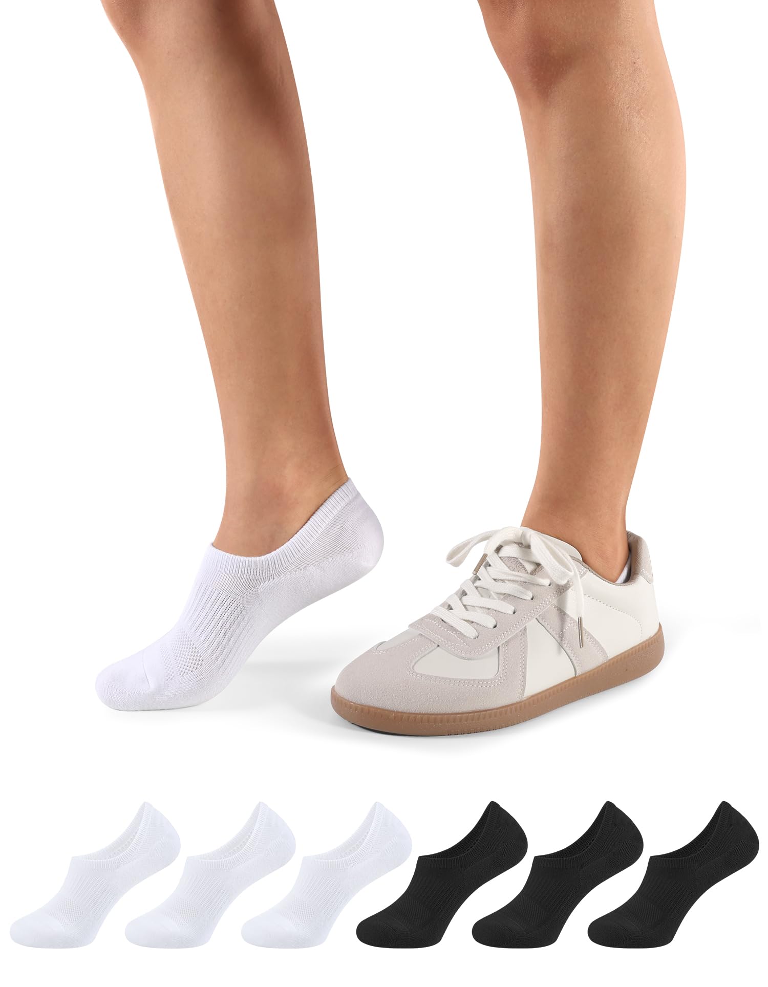 CLOSEMATE 6 Pairs Women's No-Show Socks for Loafers and Sports