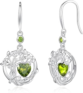 FANCIME Tree of Life Dangle Birthstone Earrings Gemstone Jewelry for Women