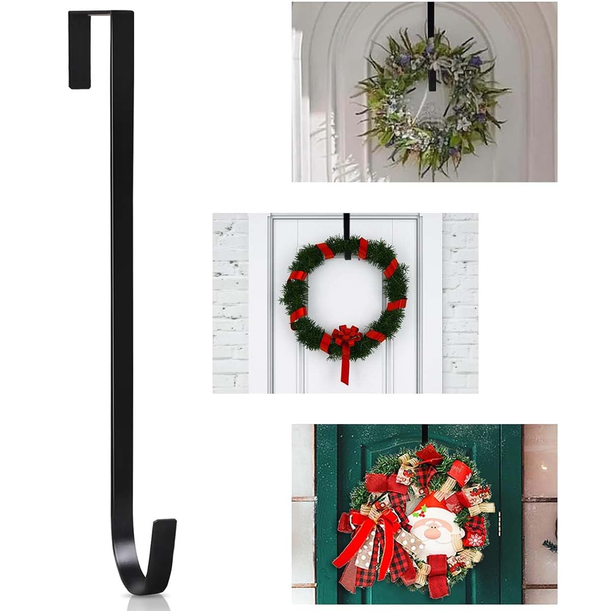 Wreath Hanger for Front Door, Thin Over The Door Hook Reusable Wreath Holder for