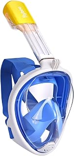 Snorkel Mask,180°View Snorkelling Mask with Panoramic Full Face Design-Sports Camera Compatible Diving Mask with Anti-Fog and Anti-Leak Technology for Adults and Kids
