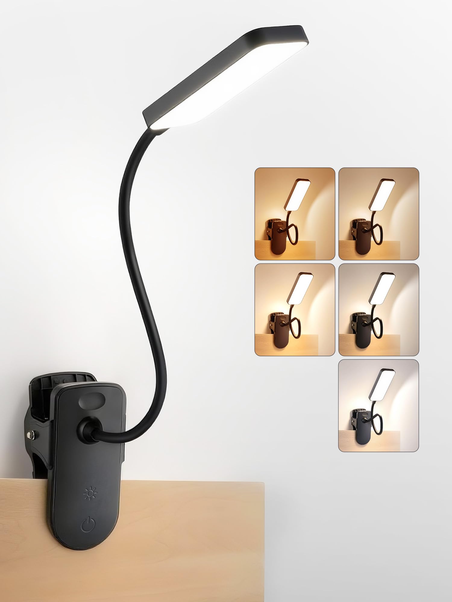 Clip on Light,9 Brightness+5 Color Rechargeable Lamp,48 LED Small Desk Lamp | 40