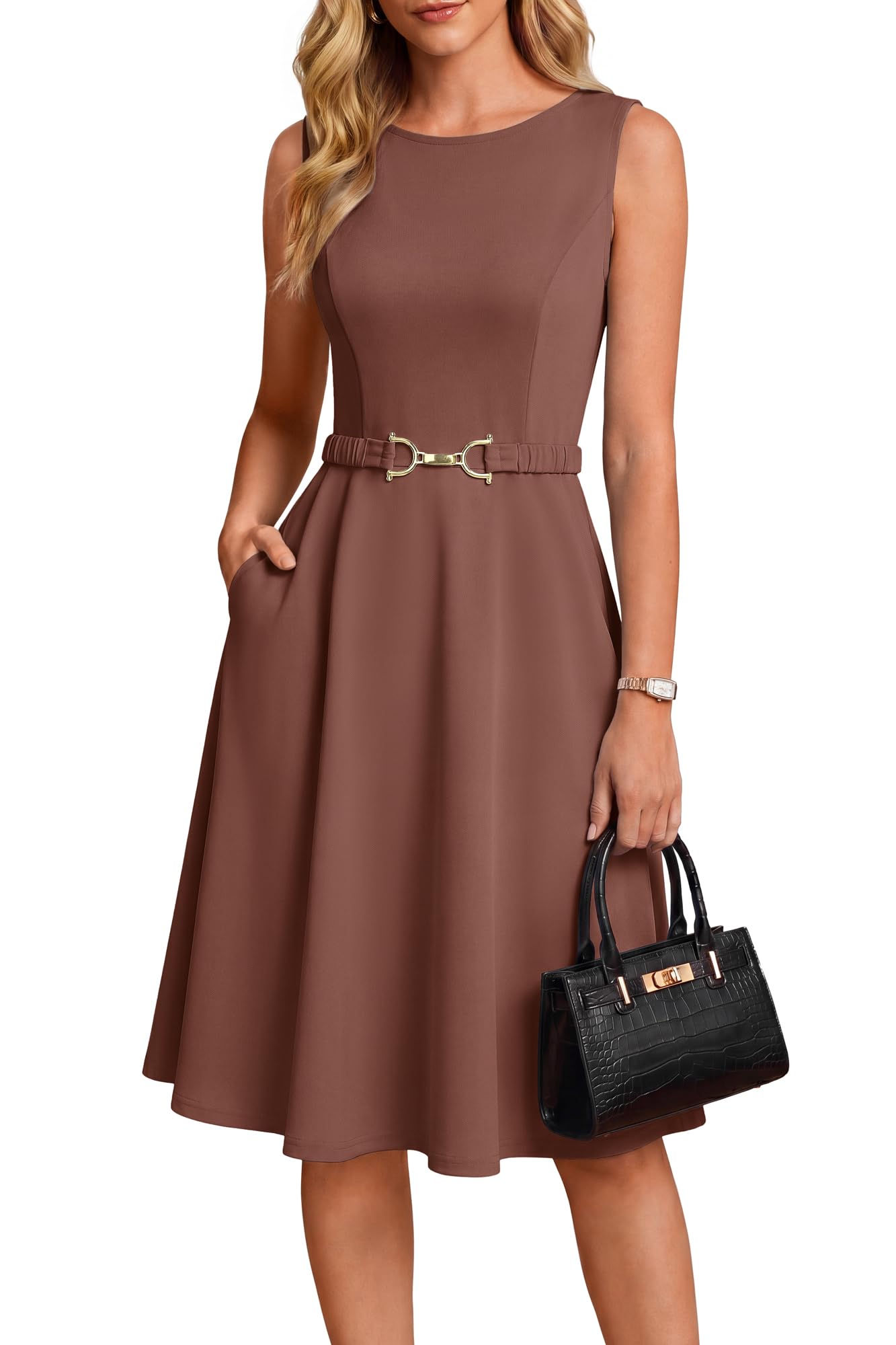 GRACE KARIN Work Business Midi Flowy Sleeveless Dresses for Women