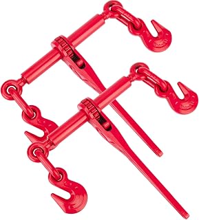 GPOAS 2 Pack Ratchet Chain Binder 3/8-1/2" 9200LBS WLL for Truck Trailer | 33000LBS Breaking Strength, Heavy Duty Ratchet Boomer, Flatbed Trailer Use, Fits Grade 80 Chain, Secure Cargo Binding