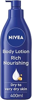 NIVEA Rich Nourishing Body Lotion, 400 ml | Hydrating Moisturiser for Dry Skin with Deep Moisture Serum and Almond Oil, Intensive Hydration Body Lotion, Fast Absorbing