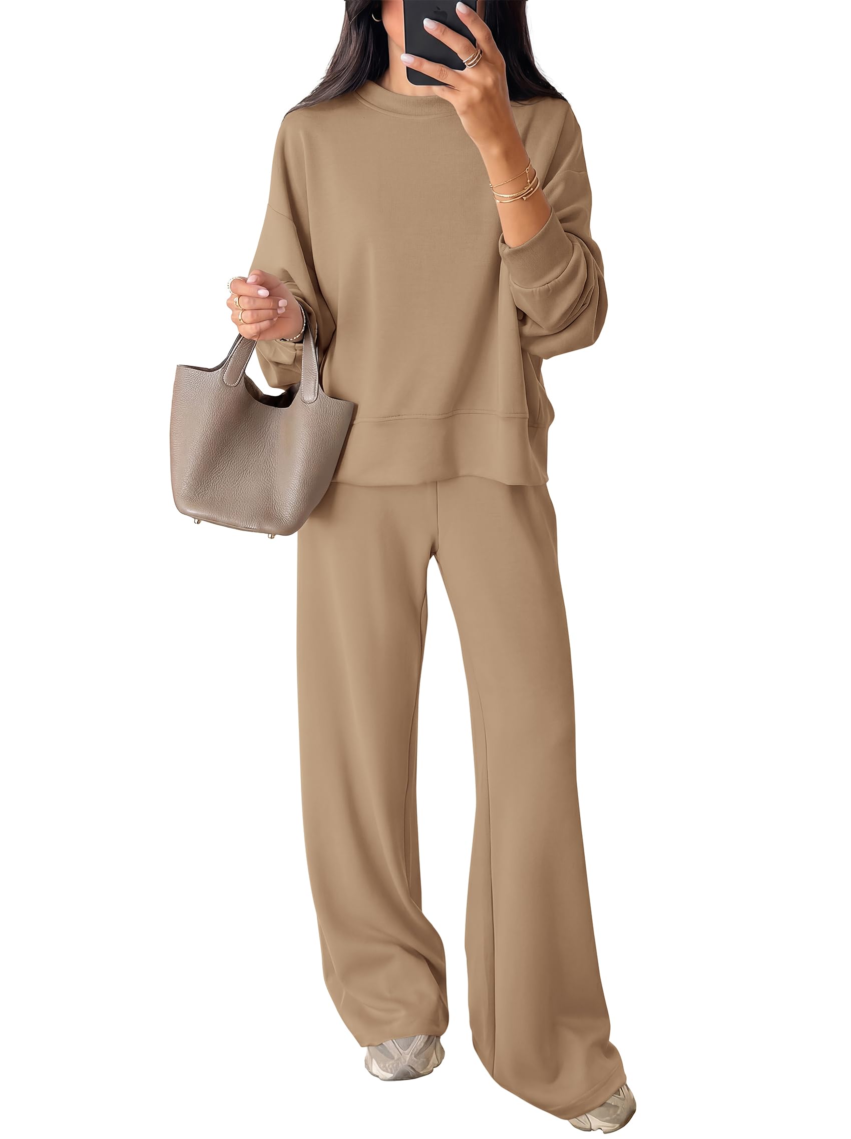 PRETTYGARDEN Tuta autunnale da donna, 2 pezzi, casual, a maniche lunghe, con pan