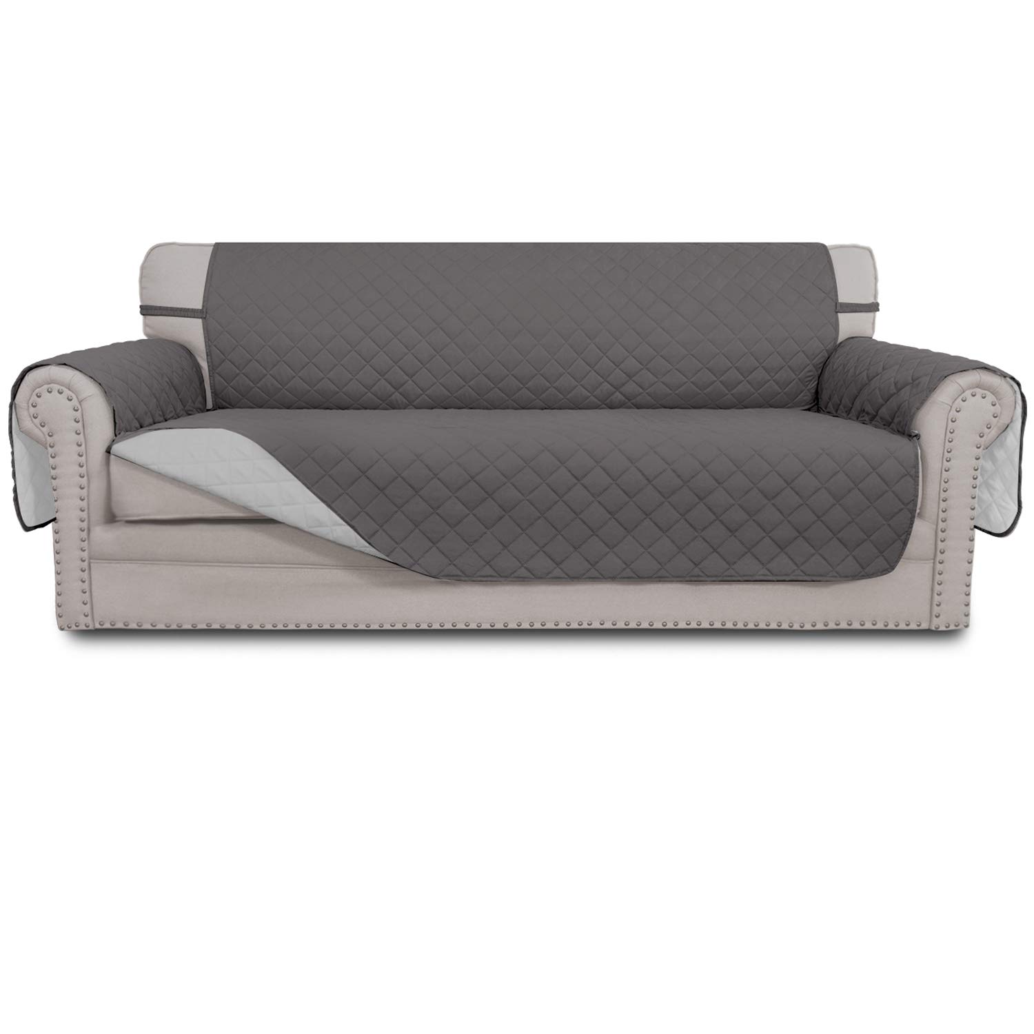 Easy-Going Reversible Couch Cover, 3 Cushion Sofa, Large, Gray/Light Gray | Mach