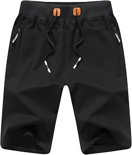 JustSun Mens Shorts Casual Sports with Elastic Waist Zipper Pockets