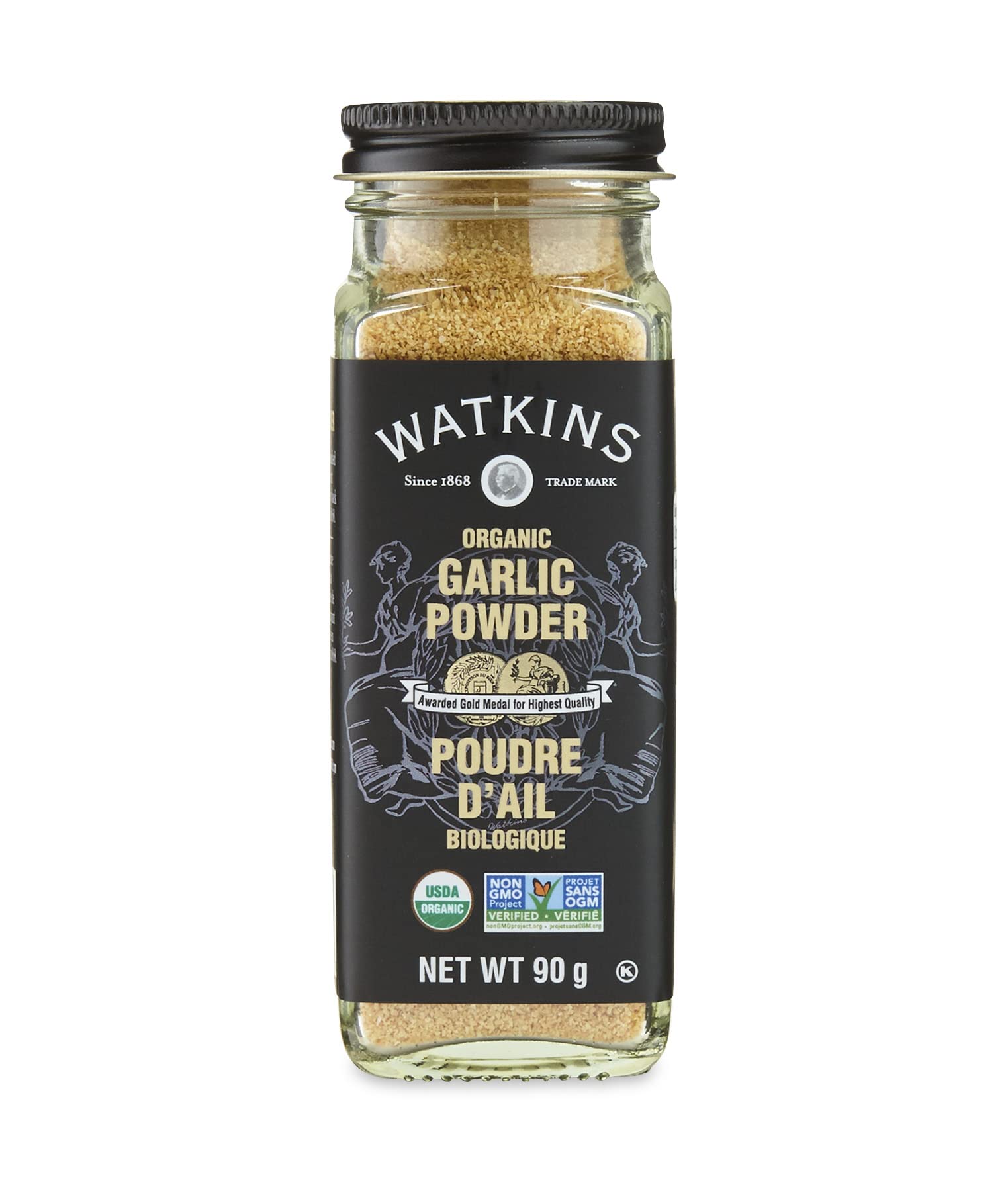 Watkins Gourmet Organic Spice Jar, Garlic Powder, Non-GMO, Kosher, 90 g