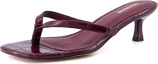 CUSHIONAIRE Miami Kitten Heels for Women, Thong Flip Flop Heeled Sandals with Memory Foam, Slip On Dressy Sandal