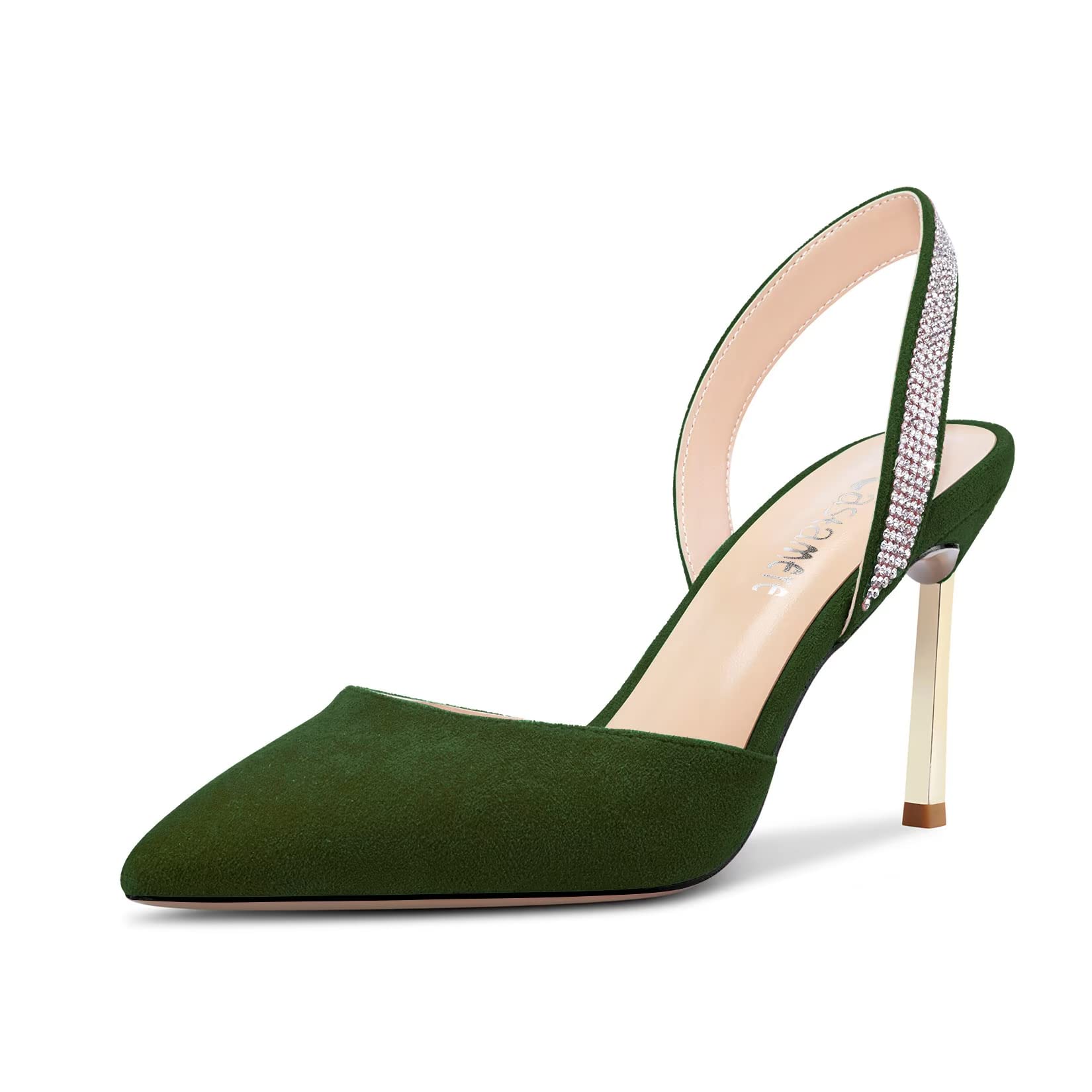 Castamere Women's High Heel Pointed Toe Pumps Slingback Slip-on Diamond Crystal 