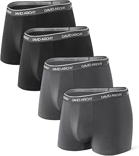 DAVID ARCHY Men's Boxer Shorts Retro 3D Pocket Bulge Underpants Bamboo Underwear Base Ultra Soft Breathable 3/4 Pack